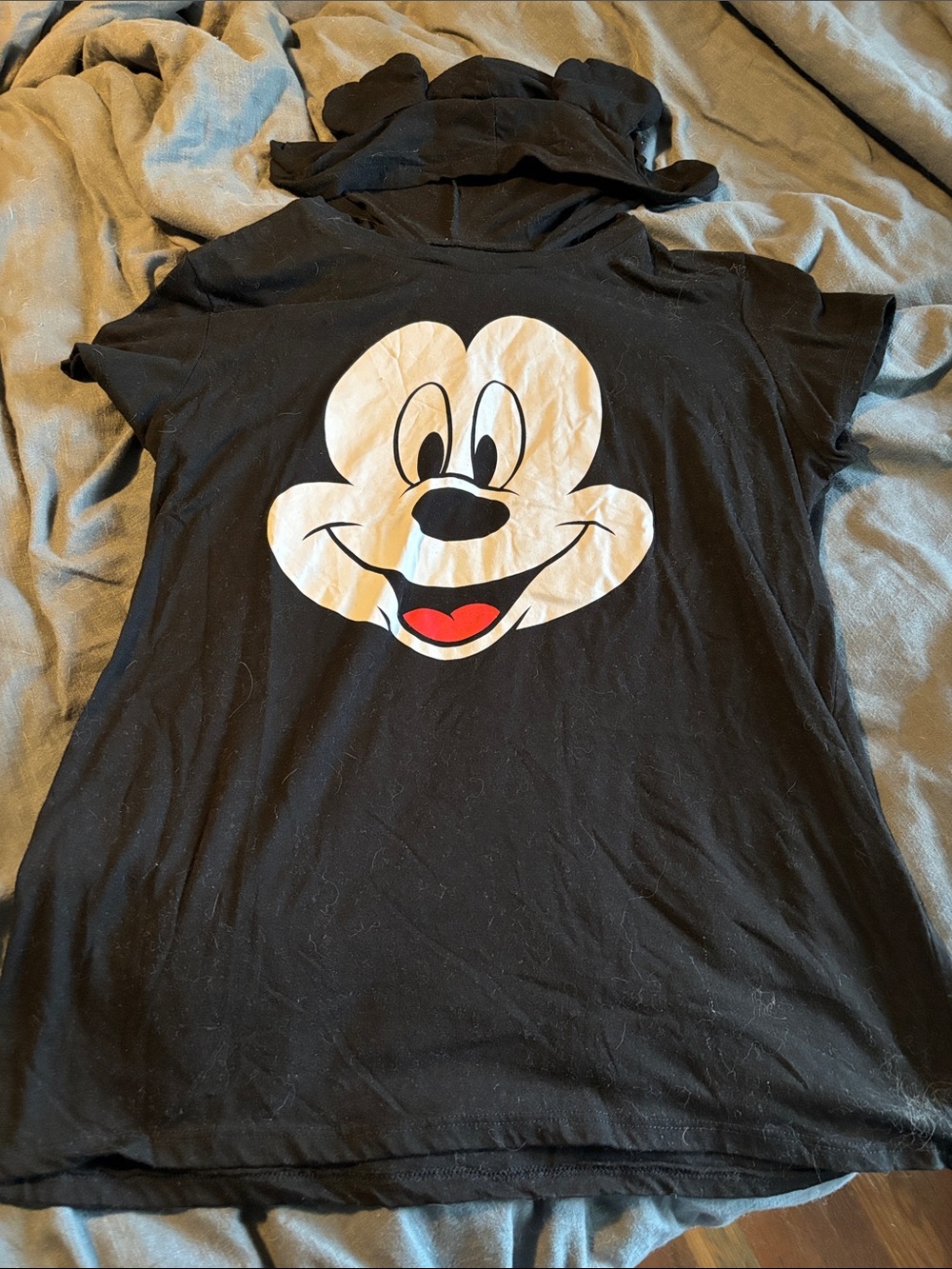 Disney Black Hoodie Shirt with White & Red Mickey Face